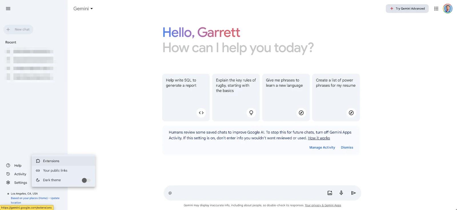 Gemini dashboard