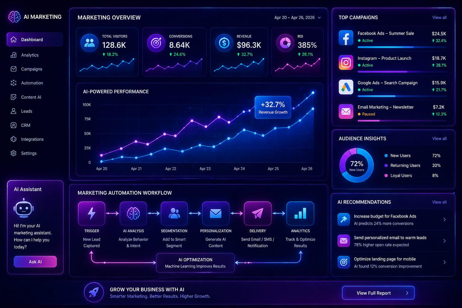 Best AI Marketing Tools in 2026 comparison dashboard